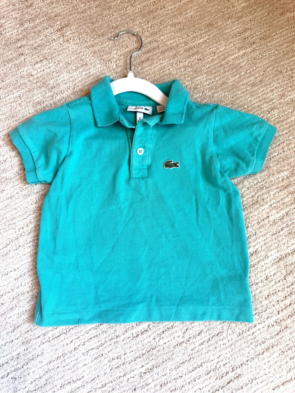 Lacoste Kids Teal Short Sleeve Polo- Size 2T